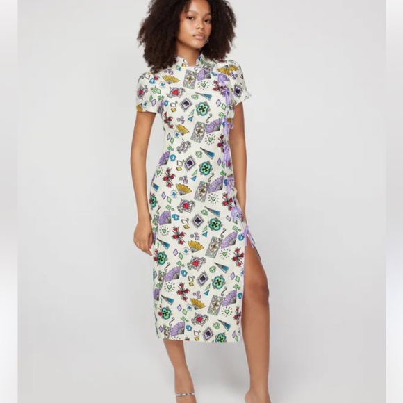 NWT KITRI Leia Midi Dress in Playing Cards Print - Size 6 - Picture 1 of 6